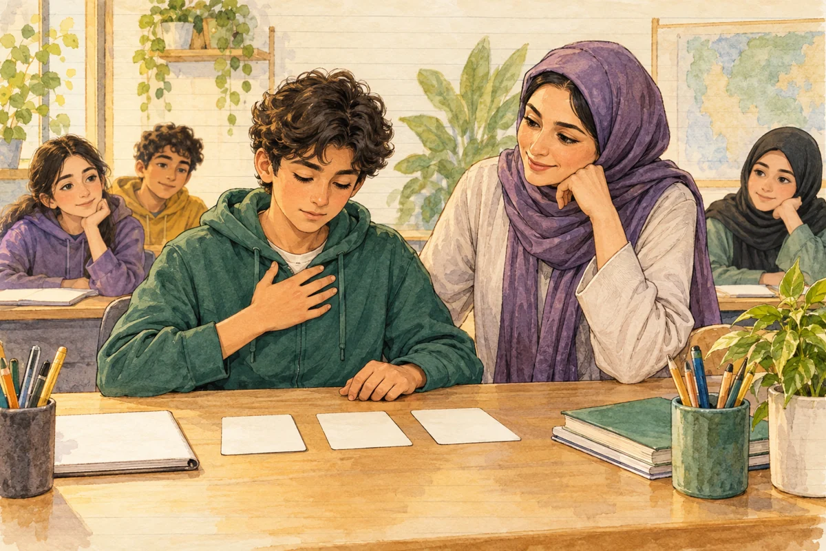 دانش‌آموز مکث می‌کند و پیش از واکنش، رفتار بعدی خود را انتخاب می‌کند.